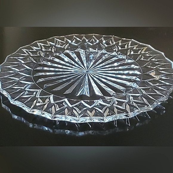 14" Large 24% Lead Crystal "Cathedral " Cake Plate by JG Durand - Picture 14 of 14